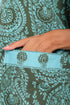 Loose fit jacket in printed cotton with side slits